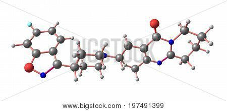 Risperidone Medication Molecular Structure Isolated On White