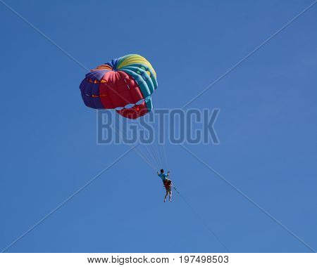 Playing Parasailing In Phuket, Thailand