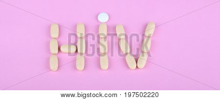 image of many hiv therapy efavirenz on pink background
