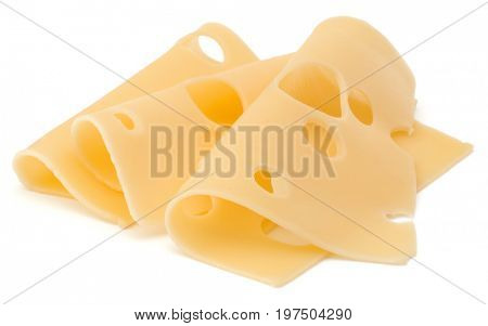 three Cheese slices isolated on white background