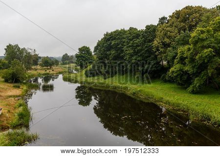 View from the bridge to the Abava River in Sabile Latvia