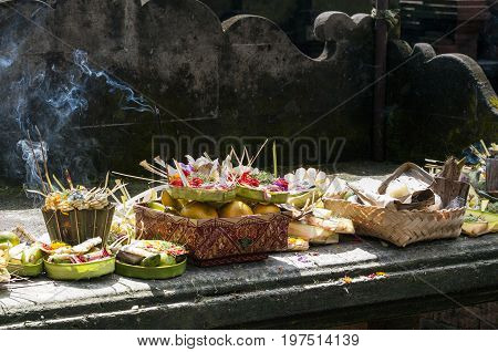 Balinese Traditional Offering Hinduism Buddhism Odalan religion