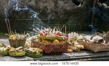Balinese Traditional Offering Hinduism Buddhism Odalan religion