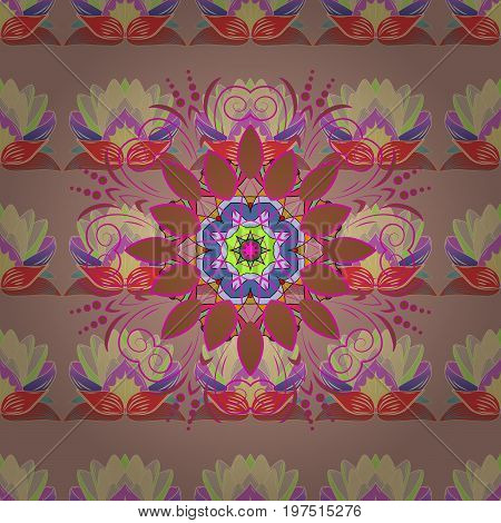 Seamless Chichi Fabric Pattern. Vector Illustration. Flowers Pattern. Flat Flower Elements Design. C