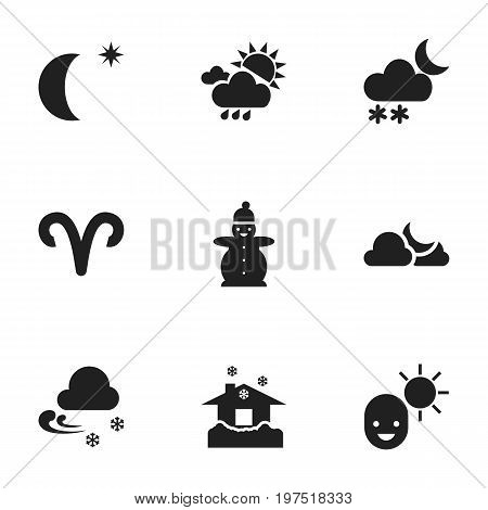 Set Of 9 Editable Air Icons. Includes Symbols Such As Ram, Snow Person, Shelter And More