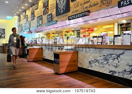 Vienna Austria - October 6 2015: Inside the Vapiano restaurant in Vienna. SHot taken on October 6th 2015