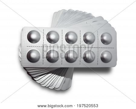 Pharmaceutical Drugs, Stacked And Viewed From Top