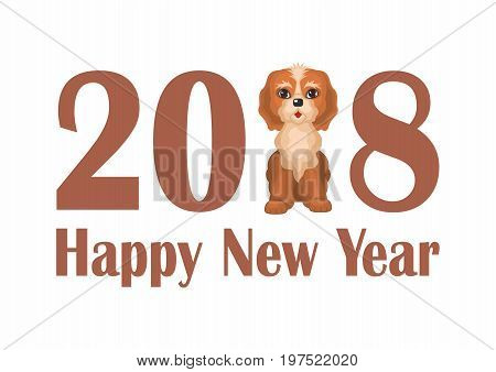 The dog is a symbol of the new 2018 in the Chinese calendar. Vector image of a cute purebred dog in cartoon style.