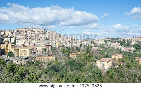 PERUGIA, ITALY. 17th February 2017. The ancient architecture of this Umbrian hillside town is a big tourist draw.