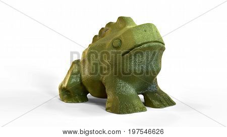 3D rendering. A stone frog. Eastern sculpture of a frog made of green stone. Pastiche frog. Sitting on its hind legs . Illustration of Oriental culture. Feng Shui home. A symbol of wealth.
