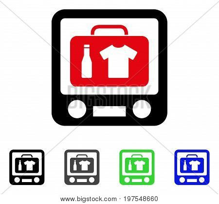 Baggage Xray Screening flat vector icon. Colored baggage xray screening gray, black, blue, green icon variants. Flat icon style for application design.