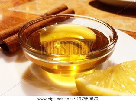 Honey, cinnamon & lemon - served with tea in winter