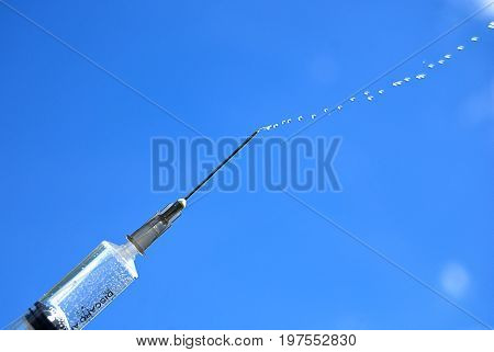 Closeup of a medical syringe used for medicine