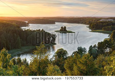 Beautiful Jedzelewo Lake in summer. Stare juchy Poland.