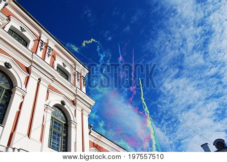 Jelgava, Latvia - September 30, 2011: Latvia University of Agriculture celebration with fireworks