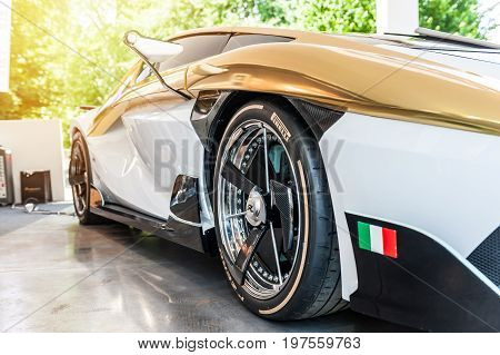 TORINO - JUN 08 2017: Showroom. Close up of a new FV Frangivento concept car