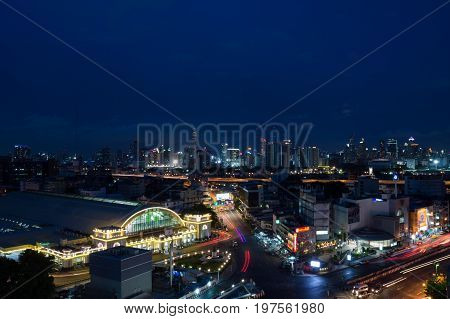 Bangkok Thailand - July 17 2017 : Bangkok central train station (Hua Lamphong Railway Station). This is the main railway station in Bangkok located in the center of Bangkok.
