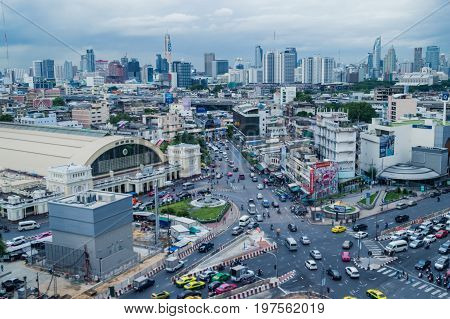 Bangkok Thailand - July 17 2017 : Bangkok central train station (Hua Lamphong Railway Station). This is the main railway station in Bangkok located in the center of Bangkok.