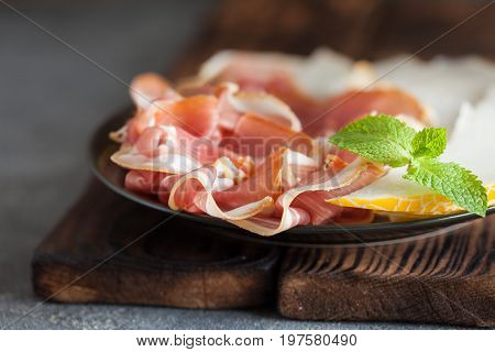 Spanish Tapas With Slices Jamon Serrano