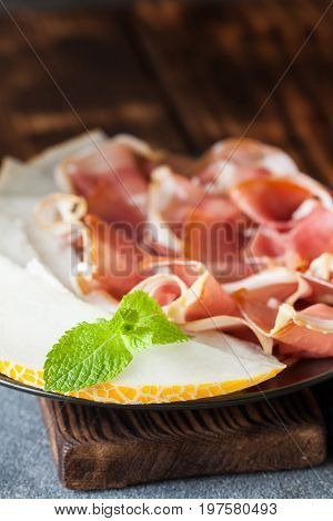 Spanish Tapas With Slices Jamon Serrano