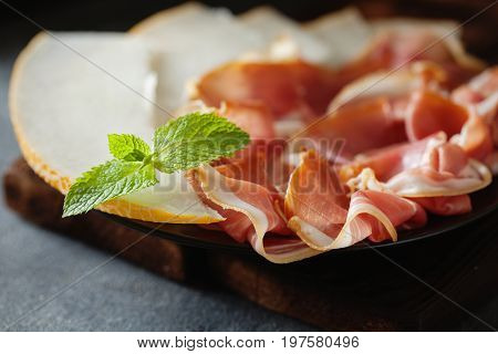 Spanish Tapas With Slices Jamon Serrano