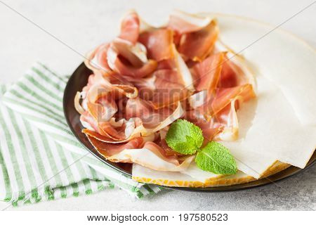 Spanish Tapas With Slices Jamon Serrano