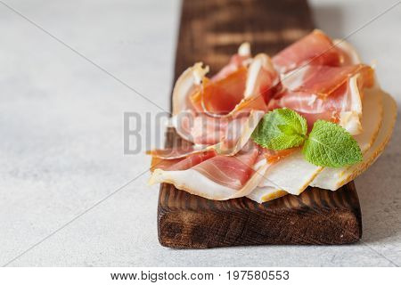 Spanish Tapas With Slices Jamon Serrano