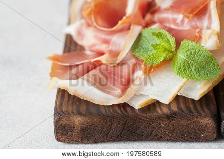 Spanish Tapas With Slices Jamon Serrano