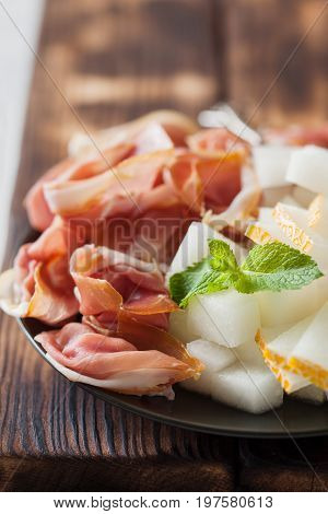 Spanish Tapas With Slices Jamon Serrano