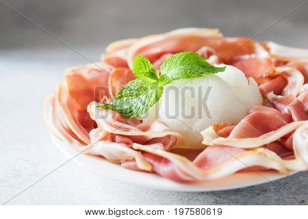 Spanish Tapas With Slices Jamon Serrano