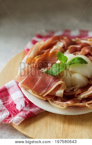 Spanish Tapas With Slices Jamon Serrano