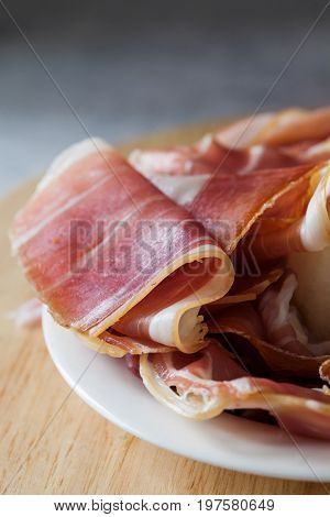 Spanish Tapas With Slices Jamon Serrano