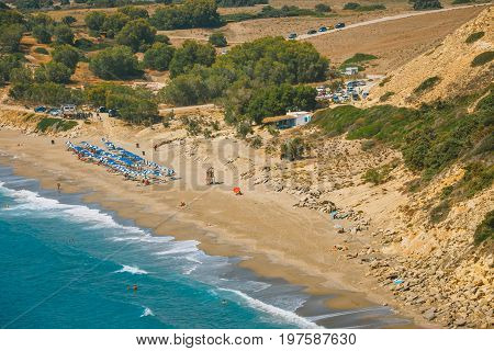 Kommos, Beautiful Sandy Beach Near Matala And Kalamaki, Crete, Greece