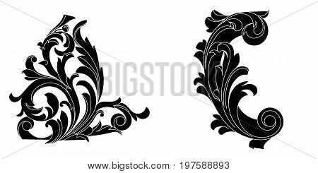 Vintage ornament, baroque ornament, scroll ornament, engraving ornament, border ornament, floral ornament, retro pattern, antique pattern, style acanthus pattern, foliage pattern, swirl pattern decorative pattern, filigree pattern. vector