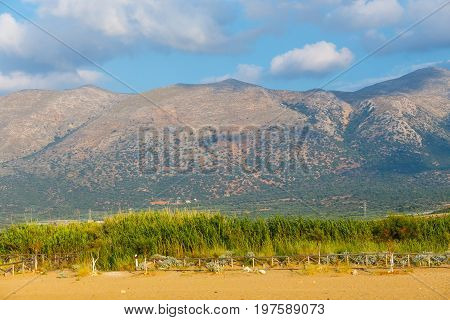 Beautiful Mountain Landscape Of Crete Near Malia, Greece