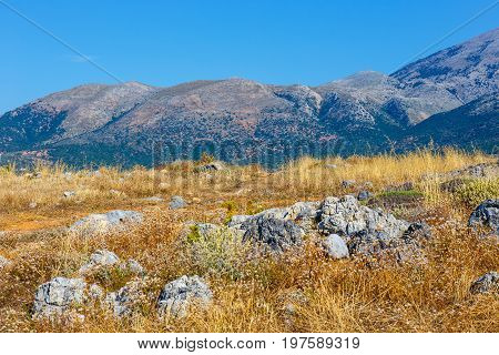 Beautiful Mountain Landscape Of Crete Near Malia, Greece