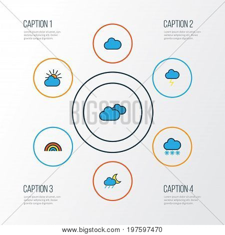 Weather Colorful Outline Icons Set. Collection Of Overcast Weather, Cloudburst, Clouded And Other Elements