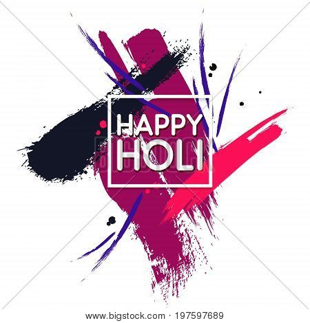 Vector Indian colors festival. Abstract decoration design for banner, print, poster and card. Happy Holi celebration calligraphy print