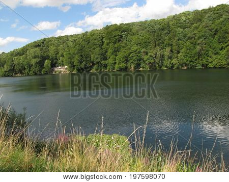 A lake in Ulmen, a village in the European countryside