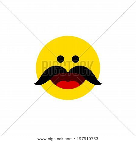 Cheerful Vector Element Can Be Used For Cheerful, Whiskers, Emoji Design Concept.  Isolated Whiskers Flat Icon.