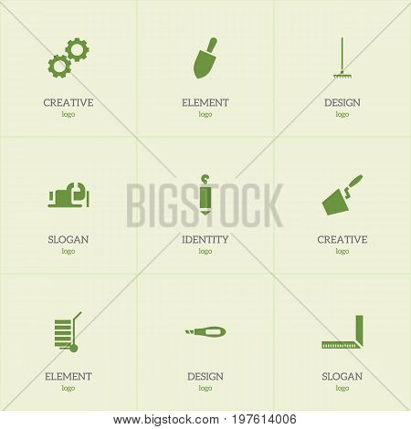 Set Of 9 Editable Instrument Icons. Includes Symbols Such As Measure, Elevation, Shipment And More
