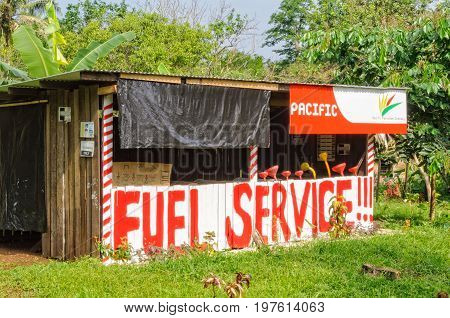 No-frills fuel service along the sealed road between Luganville and Port Olry - Espiritu Santo Vanuatu, 26 September 2012