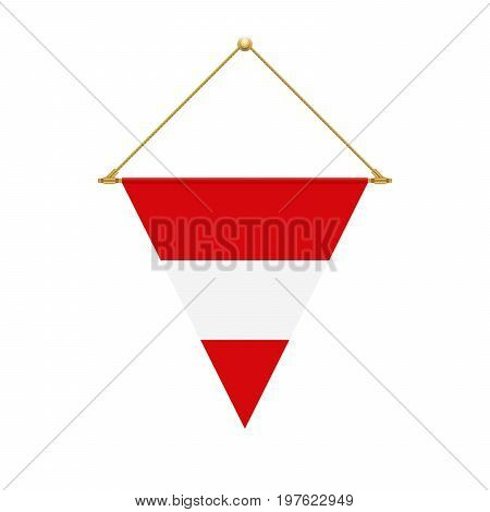 Austrian Triangle Flag Hanging, Vector Illustration