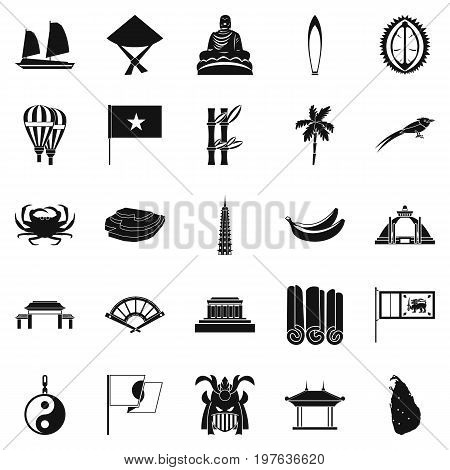 Asian countries icons set. Simple set of 25 asian countries vector icons for web isolated on white background