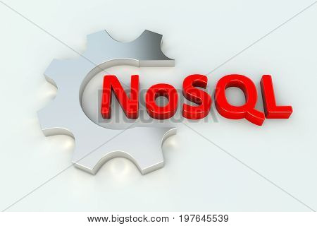 NoSQL wheel gear white background 3D illustration