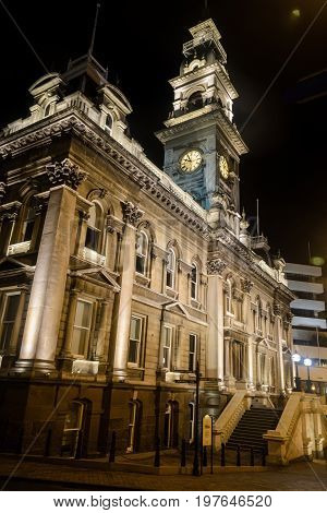 Dunedin Town Hall at night Dunedin New Zealand
