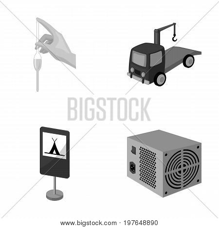 Tube, forklift and other  icon in cartoon style.road sign, power unit icons in set collection.