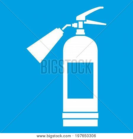 Fire extinguisher icon white isolated on blue background vector illustration