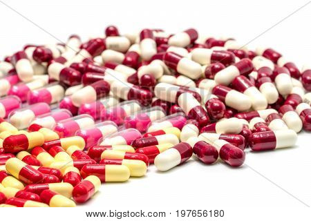 Colorful of antibiotic capsules pills drug resistance