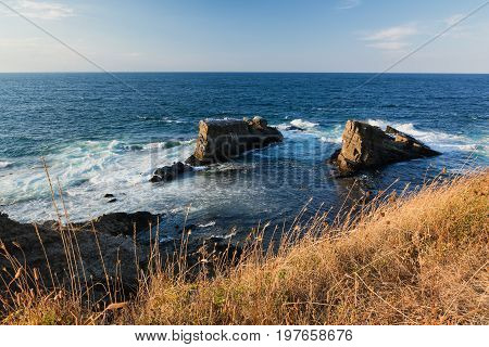 Rock formation The ships near Sinemorets village, Black Sea, Bulgaria.
